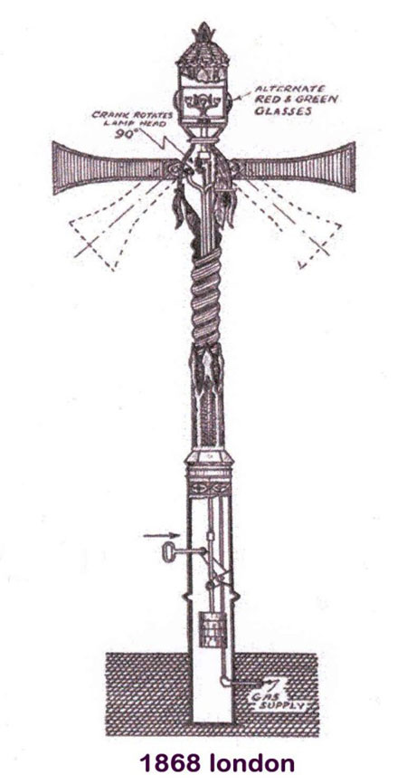 Trụ đèn giao thông do John Peake Knight đề xuất vào năm 1868 Nguồn gốc các màu đỏ, vàng, xanh trên đèn giao thông